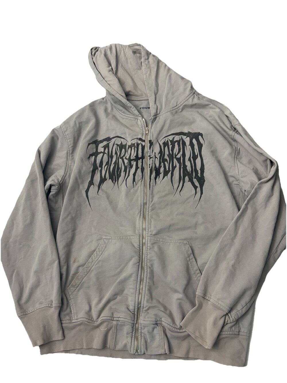 Fourth World Clothing Hoodie Men's Large - Gray - Vintage - Skull Goth Skater
